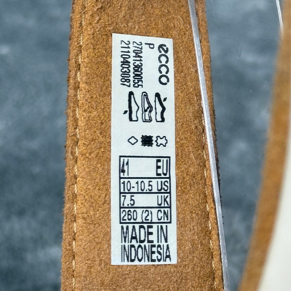 ECCO Tan Leather T-Strap Ankle Strap Wedge‎ Sandals Women's Size EU 41 US 10 - Picture 4 of 11